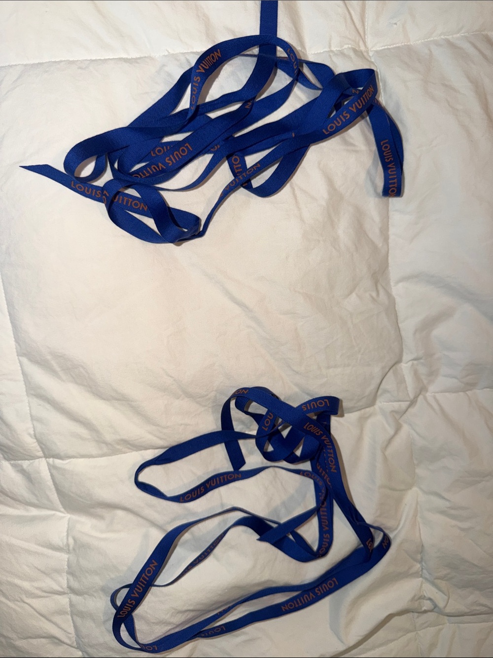 Louis Vuitton Royal Blue Logo Ribbon with Gold Print